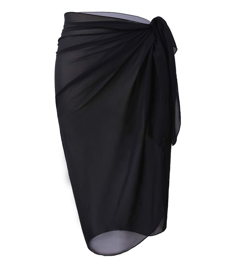 LIENRIDY Women's Swimwear Chiffon Cover up Beach Sarong Swimsuit Wrap Black Middle L-XL - Image 1